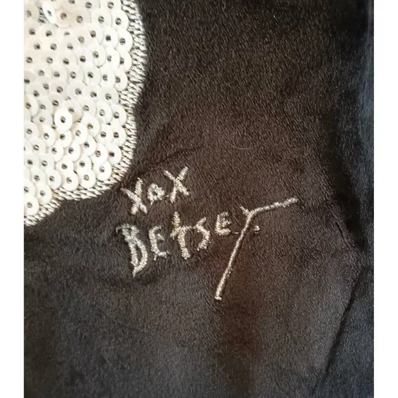 3/10 Betsey Johnson Girl's Velour Sequined Rainbow Top Size 6 Black Embellished - Picture 5 of 10